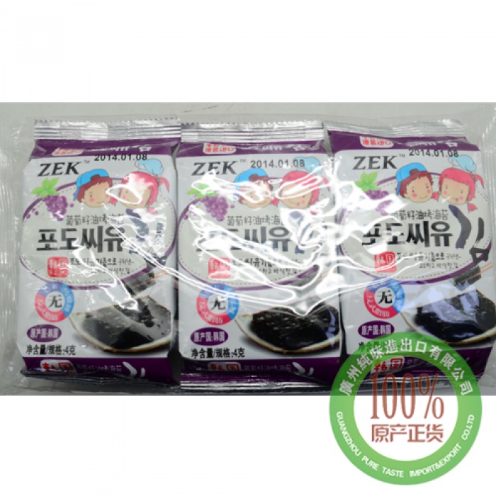 ZEK葡萄籽油烤海苔12g*24包/件
