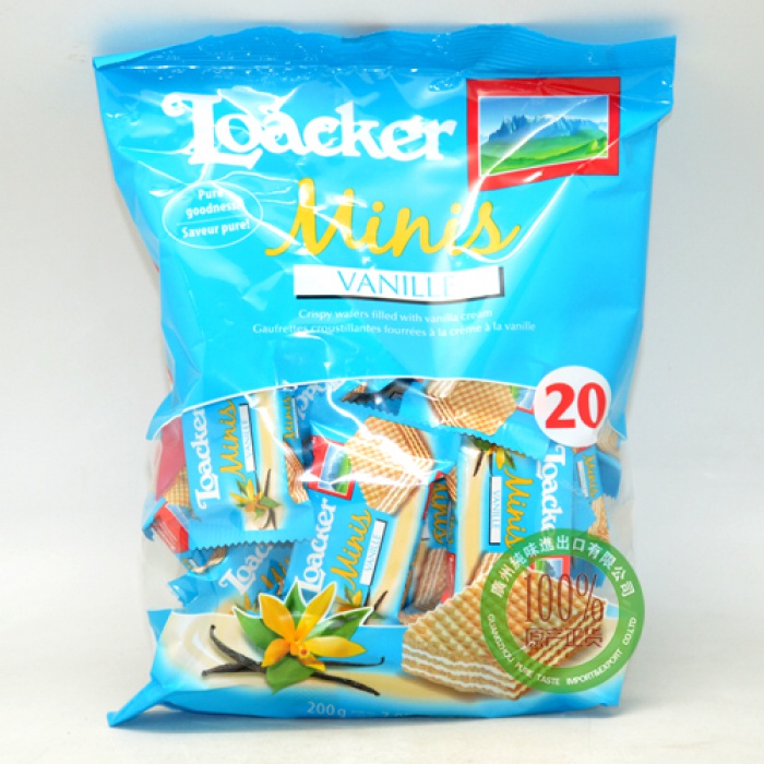 莱家香草味迷你威化饼干200g（10g*20）*12袋/件