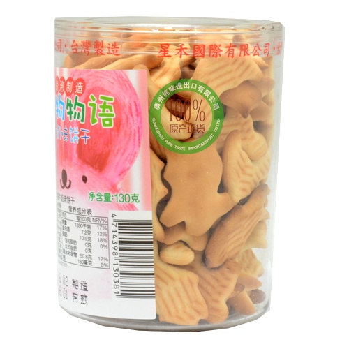 品味本铺动物物语牛奶味饼干130g*12罐/件