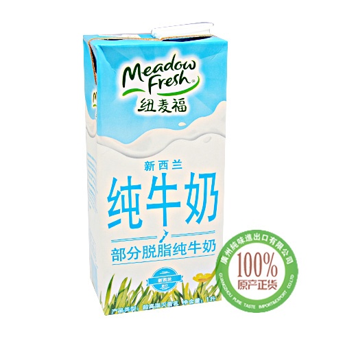 纽麦福部分脱脂纯牛奶 1L*12盒/件