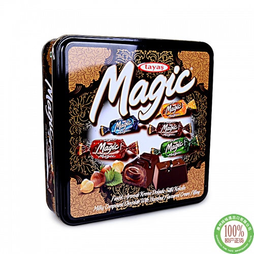 tayas牌Magic榛子味夹心代可可脂巧克力（黑罐）700g*8盒/件