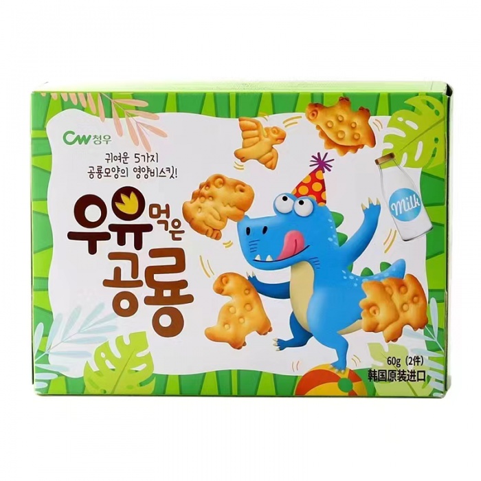 青佑恐龙形饼干（牛奶味）60g*10盒/件