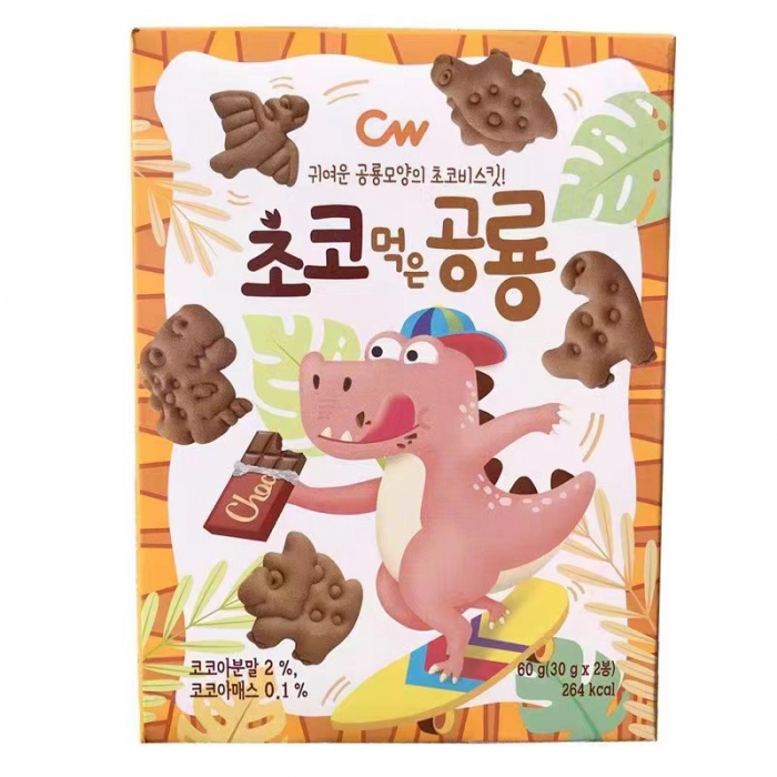 青佑恐龙形饼干（巧克力味）60g*10盒/件