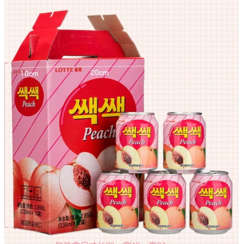 乐天桃汁饮料238ml*12罐*6盒/件
