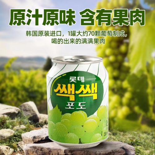 乐天粒粒葡萄汁饮料238ml*12罐/组
