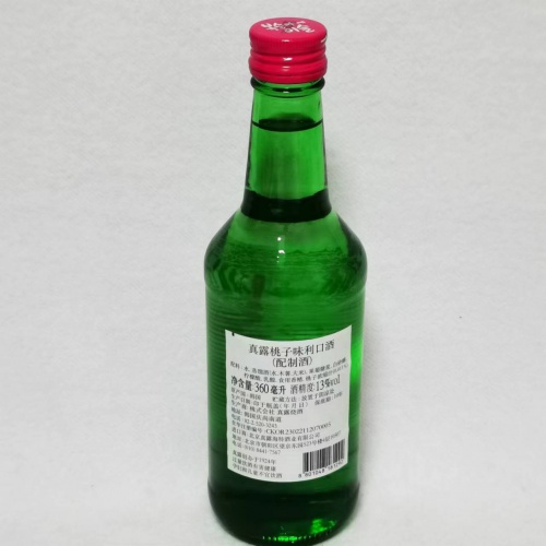 真露桃子味利口酒（配制酒,酒精度13%VOI）360ml*20瓶/件