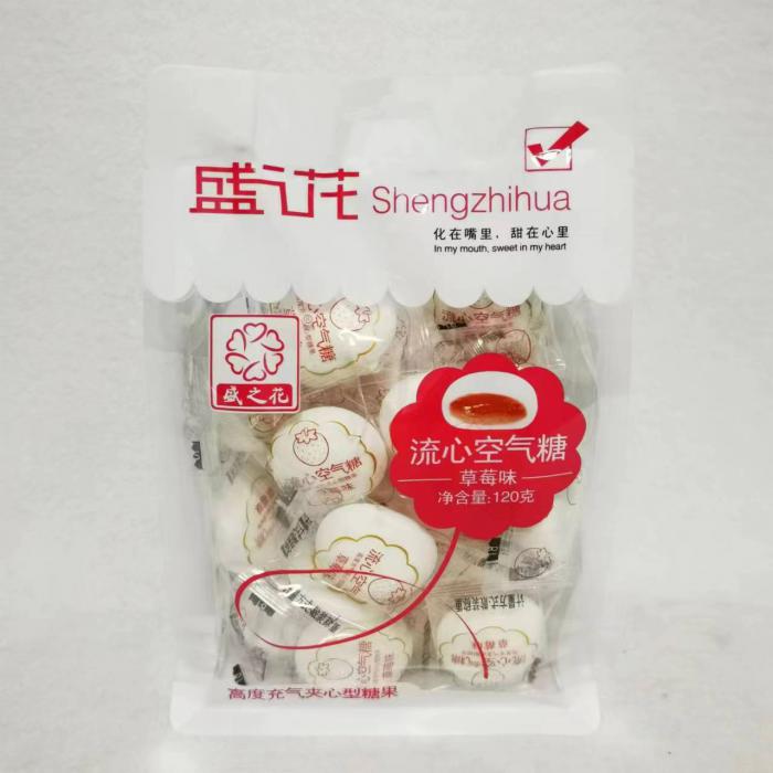 盛之花流心空气糖（草莓味）120g*24袋/件