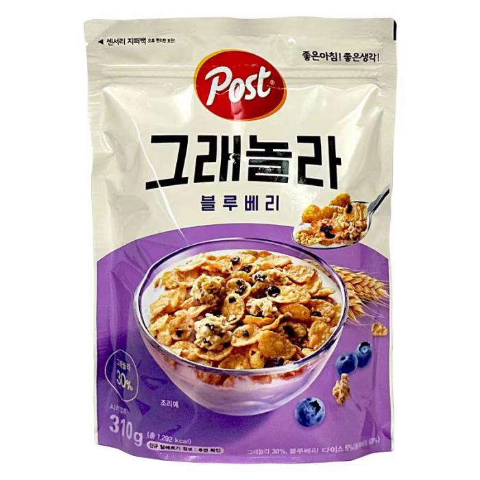 韩国Post蓝莓味早餐麦片310g*10袋/件