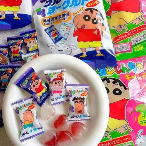 日本早川制果蜡笔小新乳酸菌蓝莓味糖果68g*20包/件