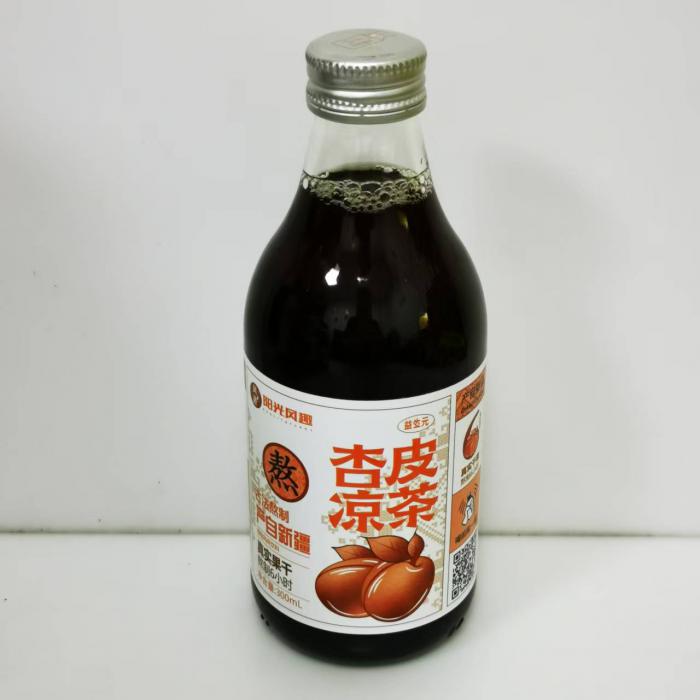 风趣玻璃瓶装杏皮凉茶植物风味饮料300ml*10瓶/件