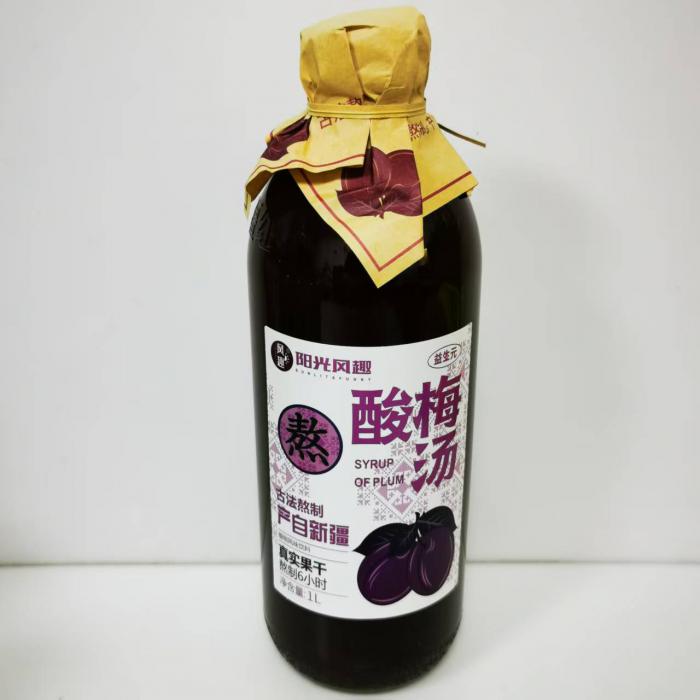 风趣玻璃瓶装酸梅汤植物风味饮料1L*8瓶/件