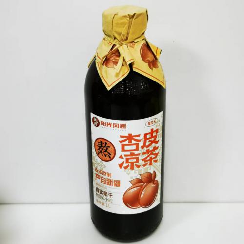 风趣玻璃瓶装杏皮凉茶植物风味饮料1L*8...