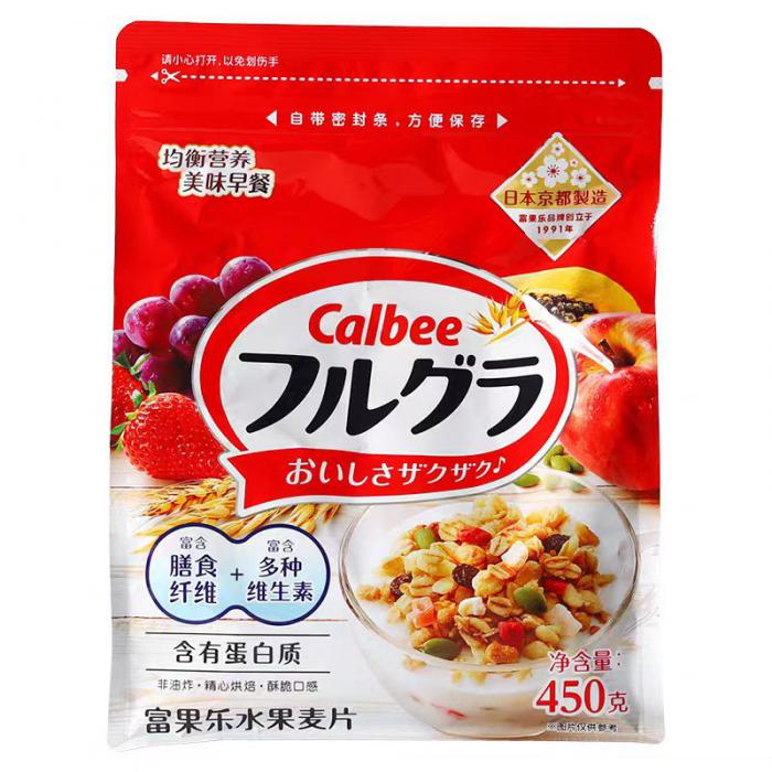 日本Calbee牌富果乐混合水果麦片（红色袋）450g*6袋/件