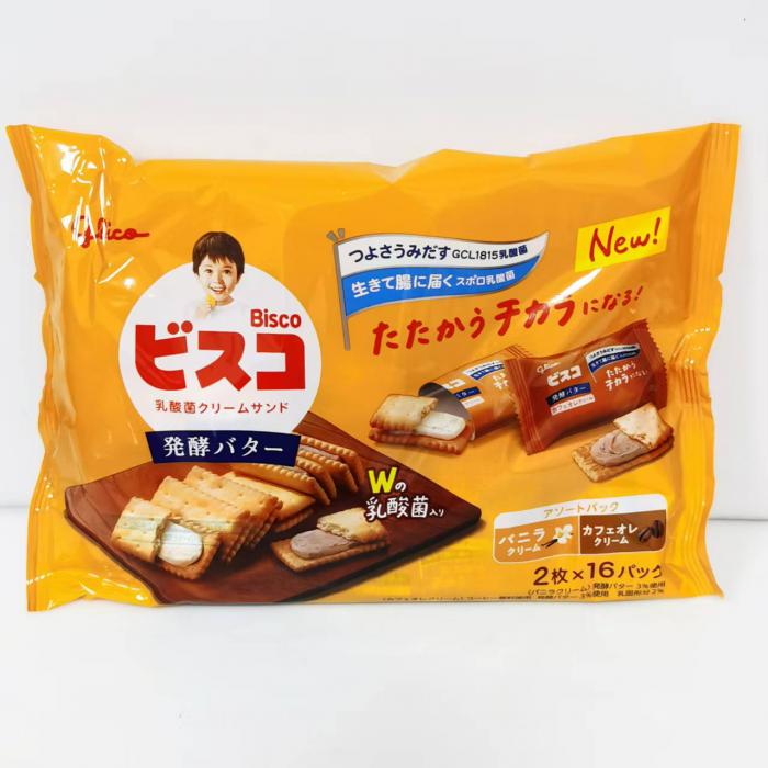 日本格力高香草、咖啡奶油味夹心饼干（黄色袋）131.52g*8袋/件