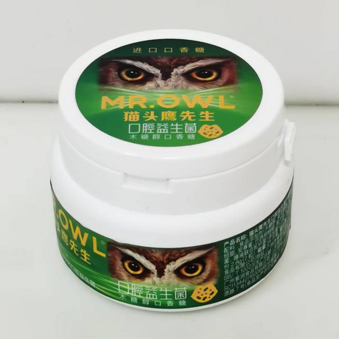 猫头鹰先生口腔益生菌木糖醇口香糖（青柠薄荷味）50g*24罐/件