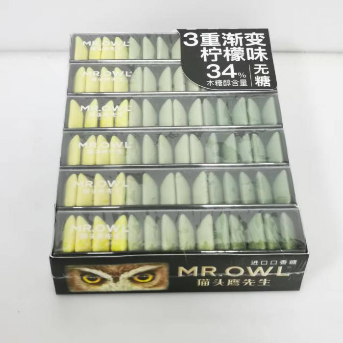 猫头鹰先生风趣柠檬木糖醇口香糖（3重渐变柠檬味）19.6g*12盒/组