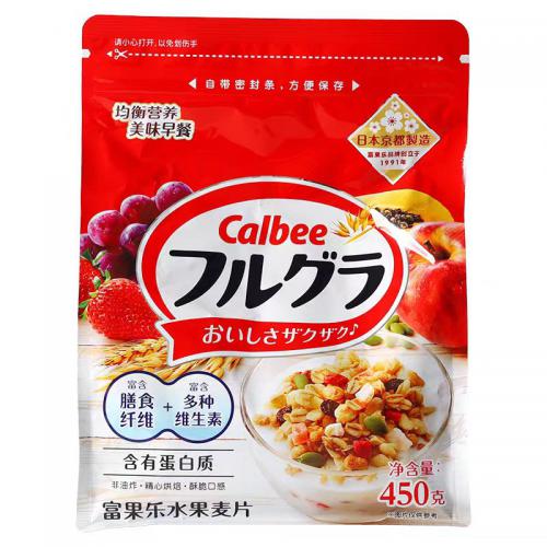 日本Calbee牌富果乐混合水果麦片（红色袋）450g*6袋/件
