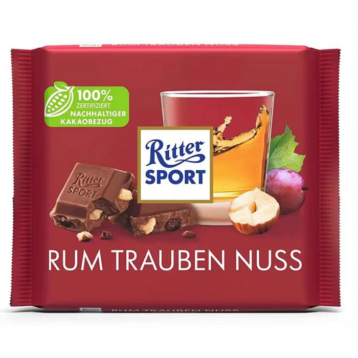 瑞特斯运动朗姆酒葡萄干榛仁碎牛奶巧克力制品100g*12块/组