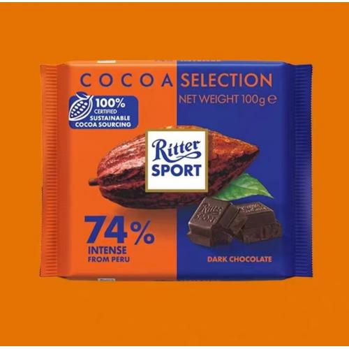 瑞特斯74%秘鲁系列浓醇黑巧克力制品100g*12块/组