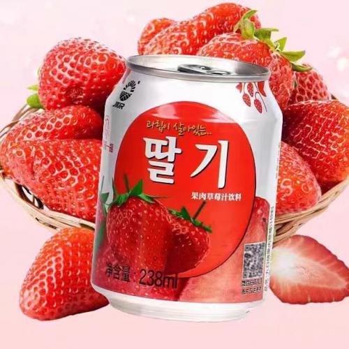 九日牌果肉草莓汁饮料238ml*24罐/件