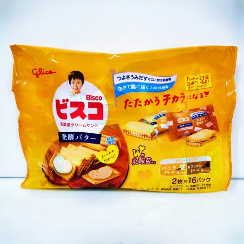 日本格力高香草、咖啡奶油味夹心饼干（黄色袋）131.52g*8袋/件