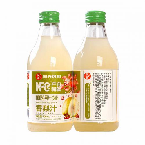 风趣玻璃瓶装100%香梨汁300ml*1...