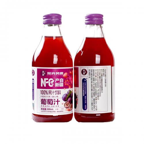 风趣玻璃瓶装100%葡萄汁300ml*1...