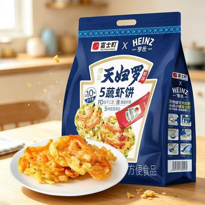 富士町天妇罗5蔬虾饼（原味）86g（12.5g*4包+9g亨氏番茄酱）*12袋/件